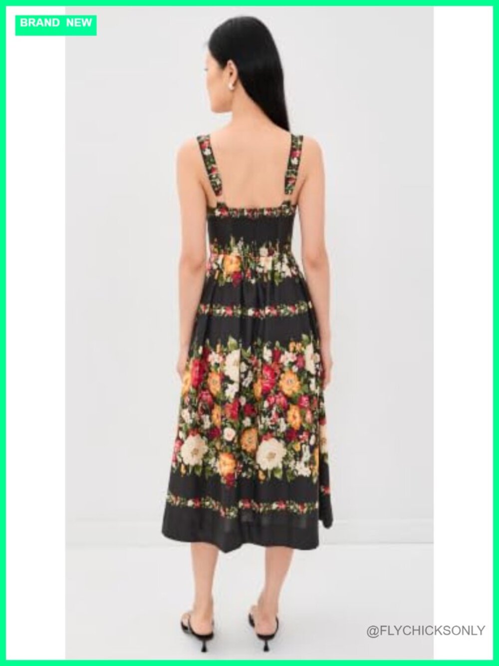 Women's Floral Print Sweetheart Neck Midi Dress with Smocked Back